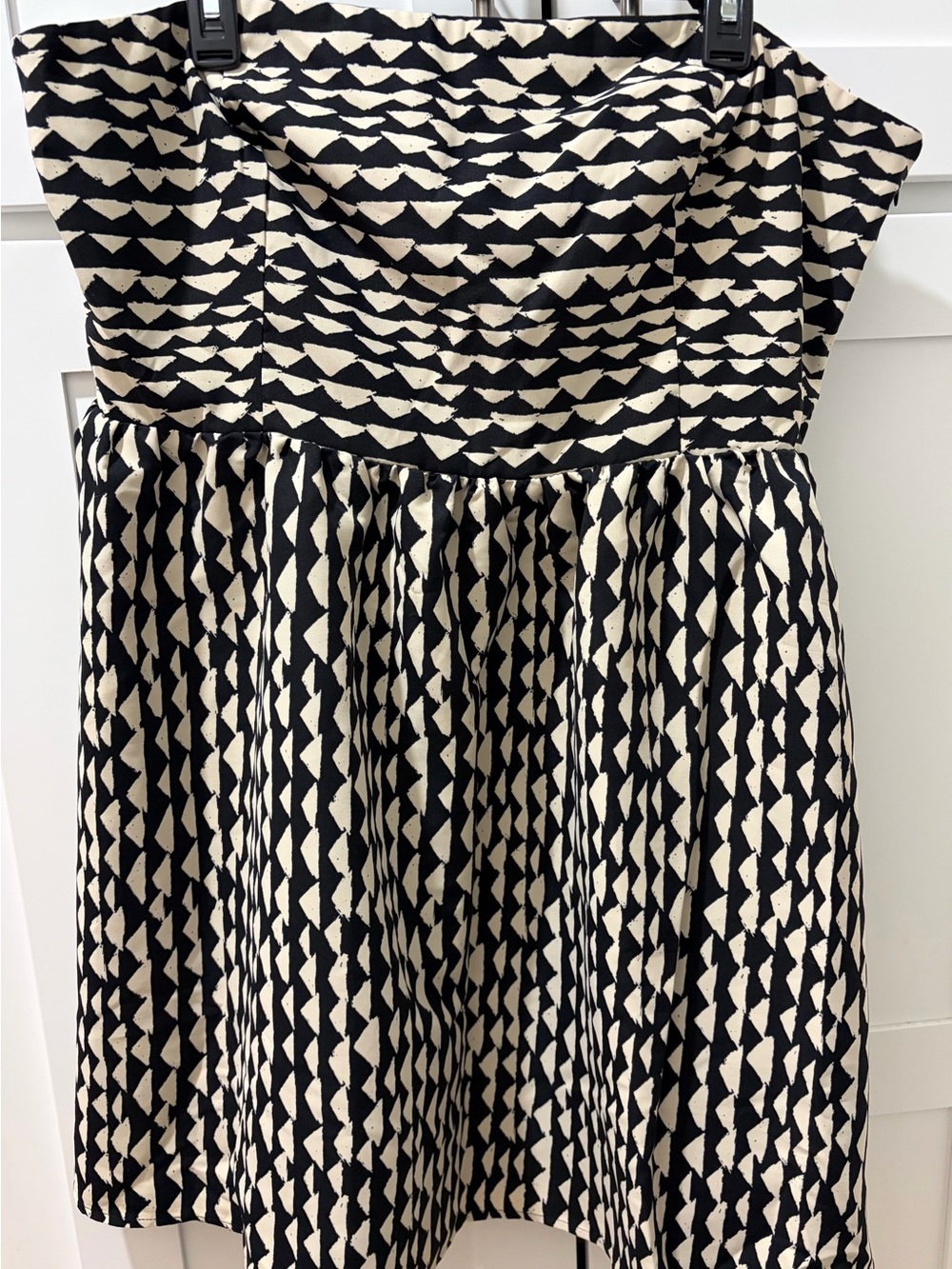 Forever 21+ Plus Size 3X Strapless Dress Black Cream Geometric Pattern Mini Tube
